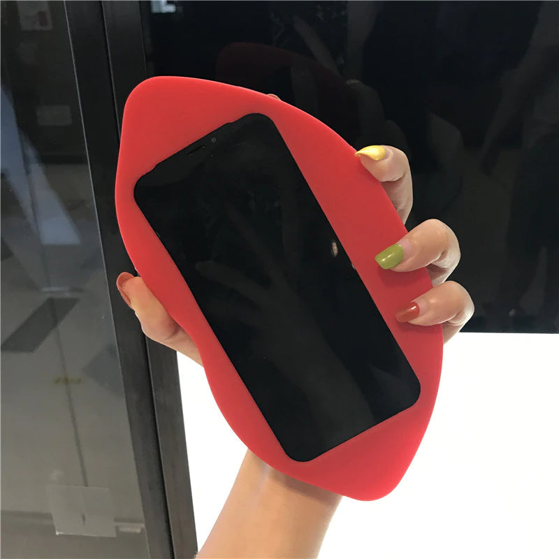 3D Duża Czerwona Warga Usta Całus Miękka Silikonowa Etui na iPhone&