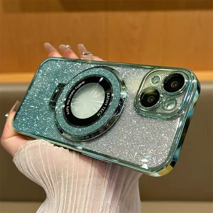Etui na telefon z brokatowym stojakiem magnetycznym