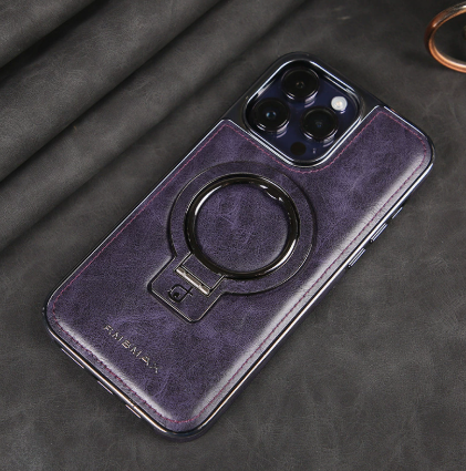 Luksusowy Skórzany Niewidoczny Etui na iPhone z Podstawą