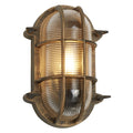 Antyczne Mosiężne i Żebrowane Szkło Zewnętrzne Vintage Owalne Lampy Ścienne 248 mm