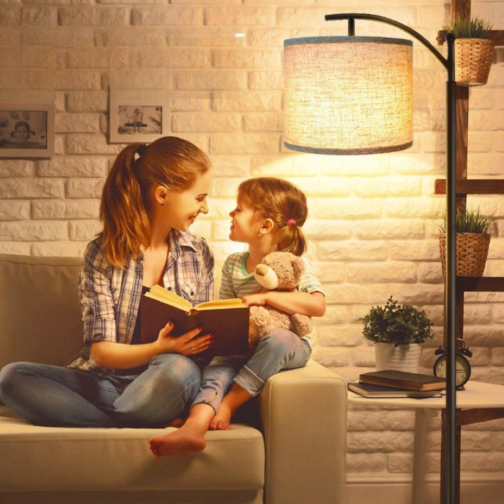 Lampa podłogowa z żarówką LED o 3 temperaturach barwowych, wysoka lampa przemysłowa do czytania do sypialni, biura, z białym kloszem w zestawie