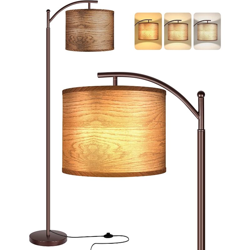 Lampa podłogowa z żarówką LED o 3 temperaturach barwowych, wysoka lampa przemysłowa do czytania do sypialni, biura, z białym kloszem w zestawie