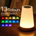Lampka nocna, LED dotykowa lampa nocna na stolik, 13 kolorów RGB zmieniających się