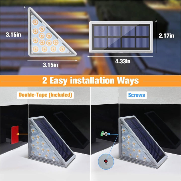 Wodoodporne Solarne LED Oświetlenie Schodów - Oświetlenie Zewnętrzne do Schodów, Ścieżek i Tarasów