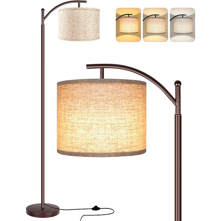 Lampa podłogowa z żarówką LED o 3 temperaturach barwowych, wysoka lampa przemysłowa do czytania do sypialni, biura, z białym kloszem w zestawie