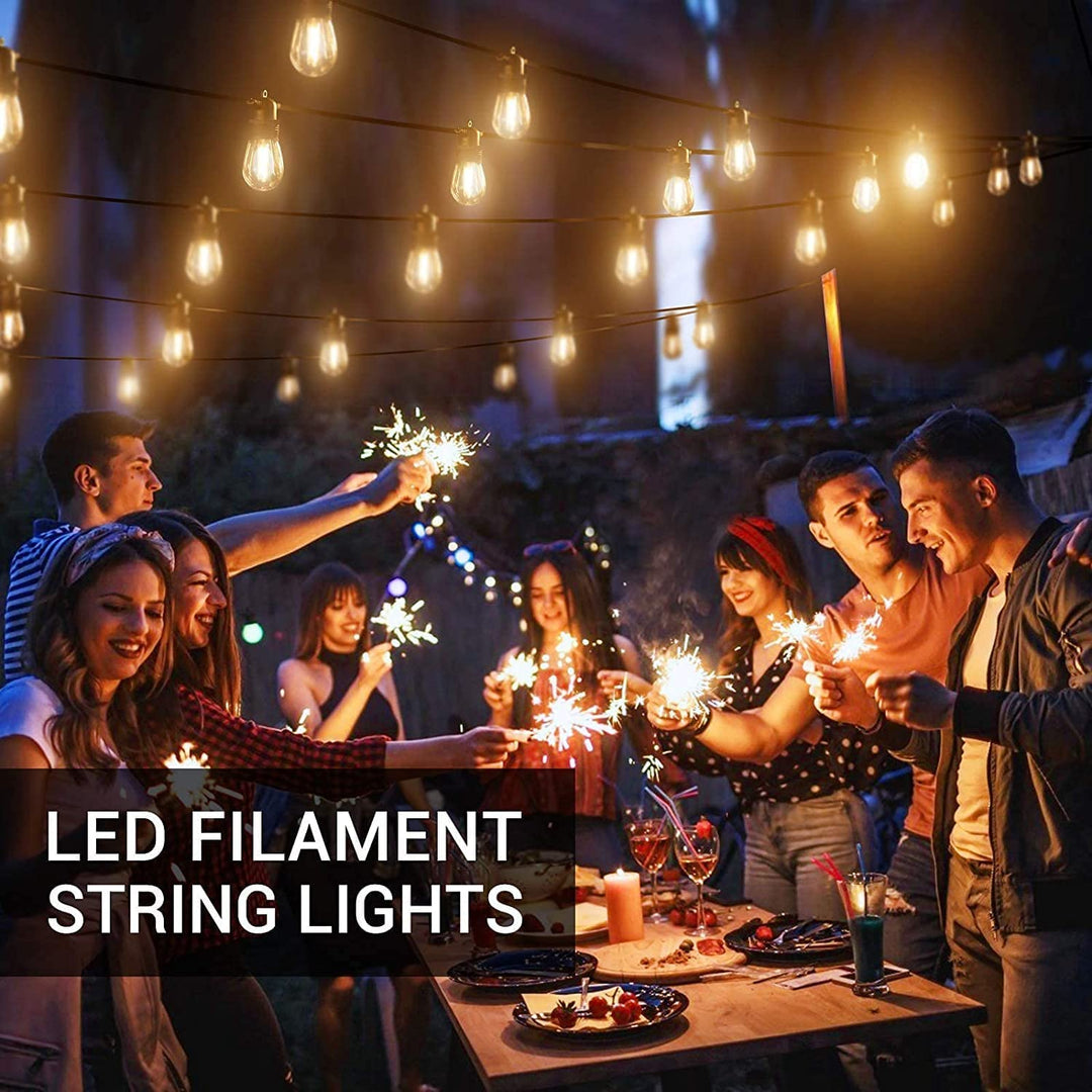 Lampki Festonowe Zewnętrzne, 53FT/16M S14 Zewnętrzne LED Lampki Ogrodowe, Wodoodporne Lampki Zewnętrzne IP65 Zasilane Głównym Zasilaniem 2700K 15+1 (Zapasowa) Żarówki do Użytku na Zewnątrz, Patio, Taras, Ogród, Ślub, Przyjęcie