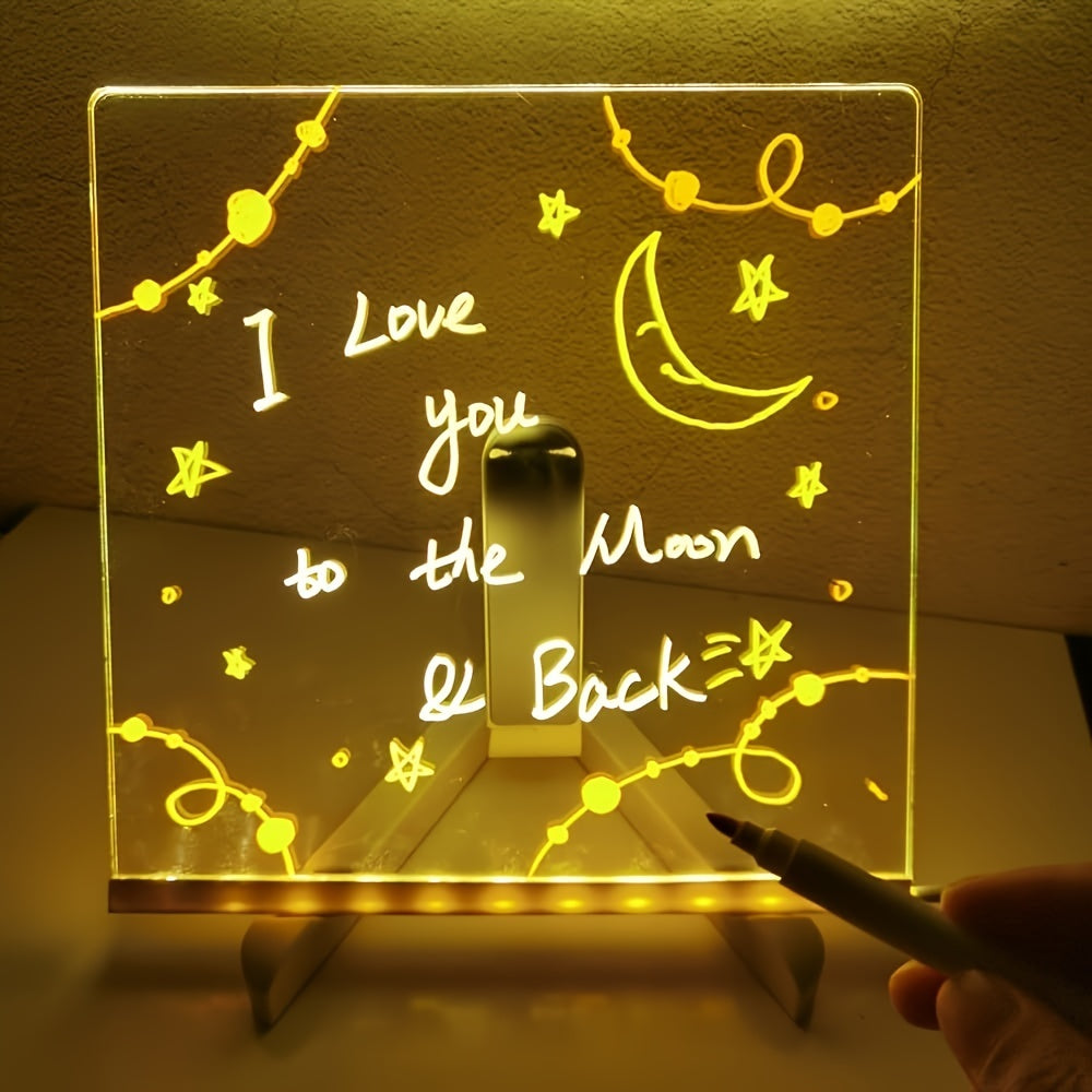 USB LED Tablica Notatkowa z 12 Kolorowymi Markerami - Jasna Tablica do Przesyłania Wiadomości do Biura i Domu