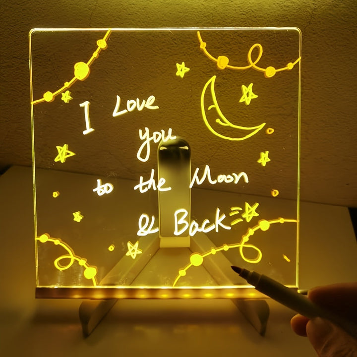 USB LED Tablica Notatkowa z 12 Kolorowymi Markerami - Jasna Tablica do Przesyłania Wiadomości do Biura i Domu