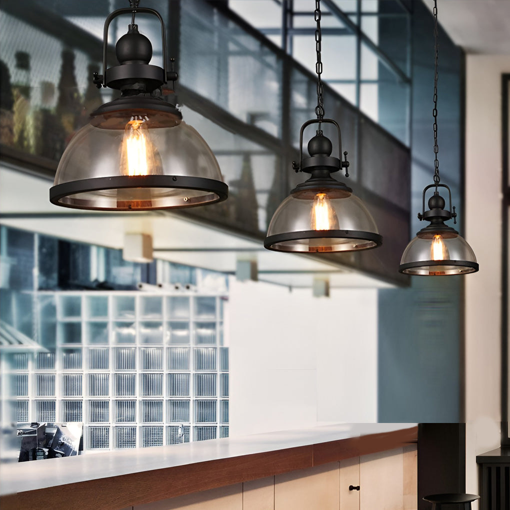 Antyczny szklany żyrandol retro industrialny lampa sufitowa