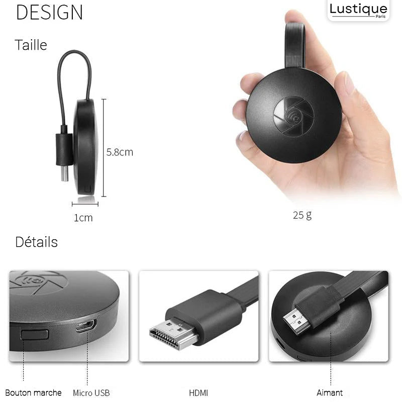 Bezprzewodowy adapter HDMI | MediaLink 1080P WiFi Mirroring dla Android, iOS, Windows i Mac