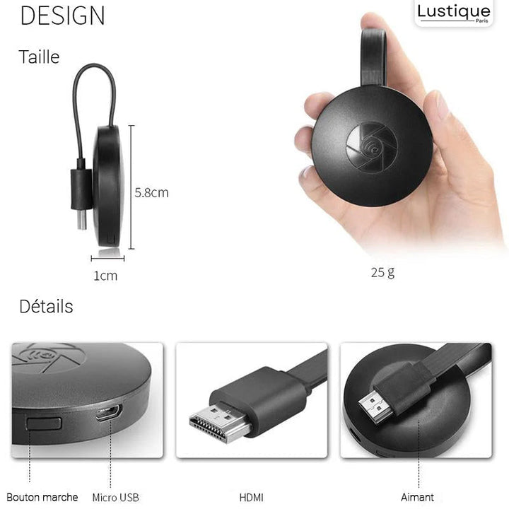 Bezprzewodowy adapter HDMI | MediaLink 1080P WiFi Mirroring dla Android, iOS, Windows i Mac