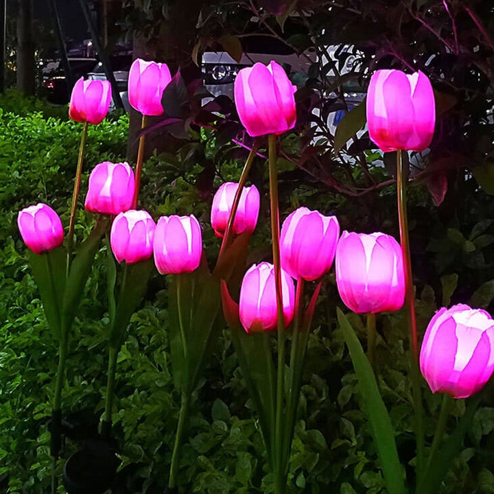 Słoneczna Lampa Tulipanowa do Ogrodu LED Lampa Kwiatowa na Ziemi