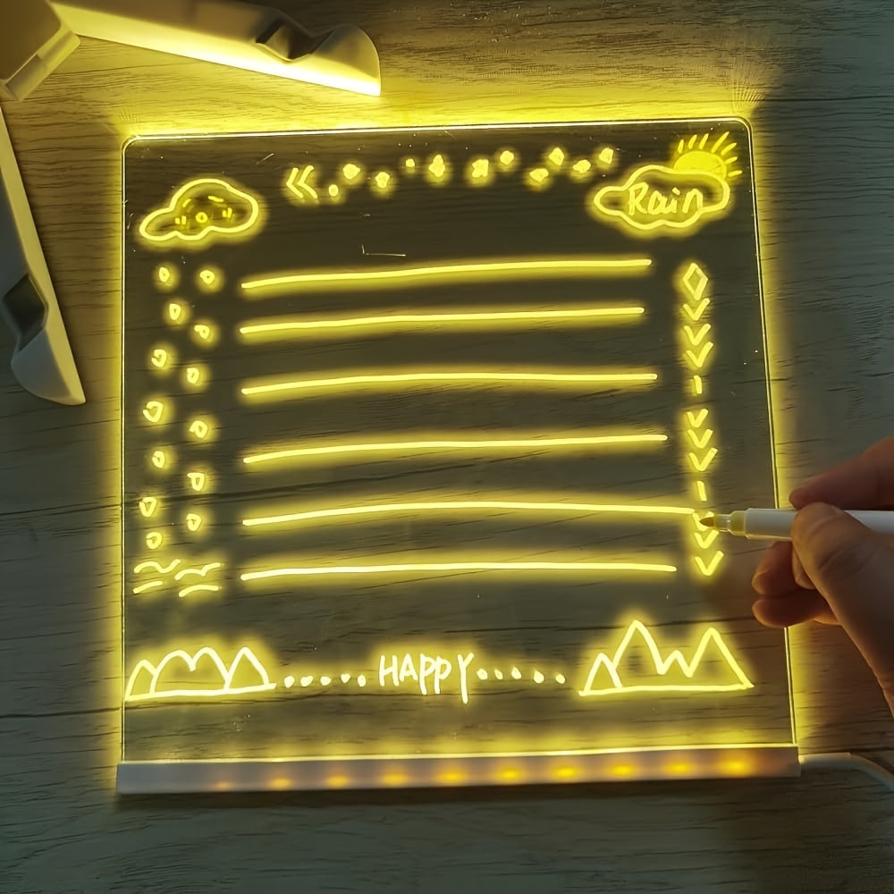 USB LED Tablica Notatkowa z 12 Kolorowymi Markerami - Jasna Tablica do Przesyłania Wiadomości do Biura i Domu