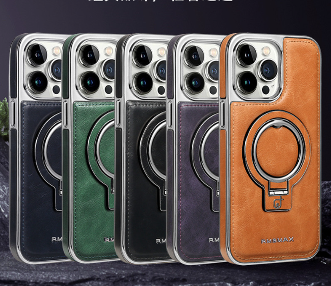 Luksusowy Skórzany Niewidoczny Etui na iPhone z Podstawą