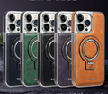 Luksusowy Skórzany Niewidoczny Etui na iPhone z Podstawą