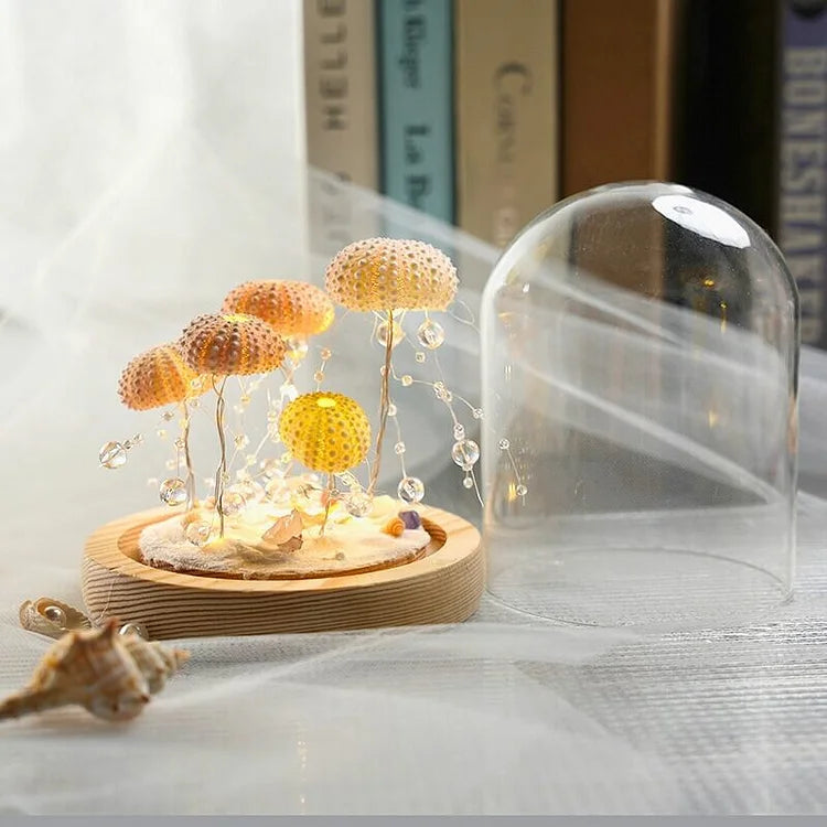 LumiCraft – Unikalna lampa stołowa DIY z naturalną muszlą jeżowca dla przytulnego wystroju
