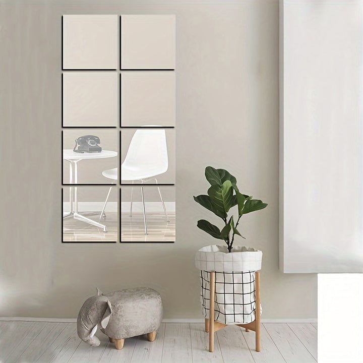 EleganceTiles - 8 stylowych samoprzylepnych płytek lustrzanych do dekoracji wnętrz