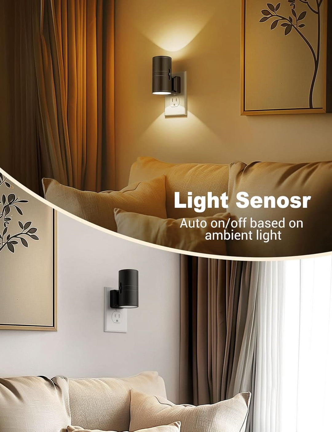 NIGHTSENSE – LED lampka nocna z czujnikiem zmierzchu, bez oślepiania i energooszczędna