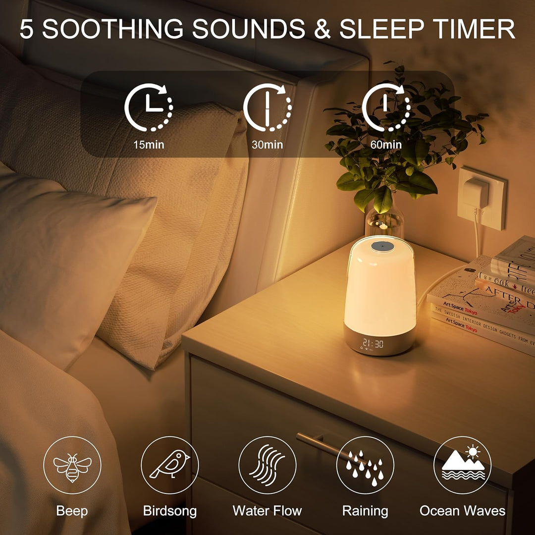 Lampka do budzenia LightStart – Symulacja wschodu słońca i ściemnialna lampka nocna |