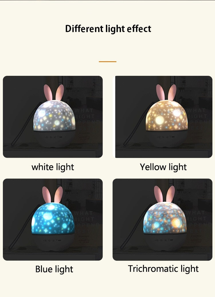 LED Uniwersum Gwiazdy Króliczek Projektor Nocna Lampa |