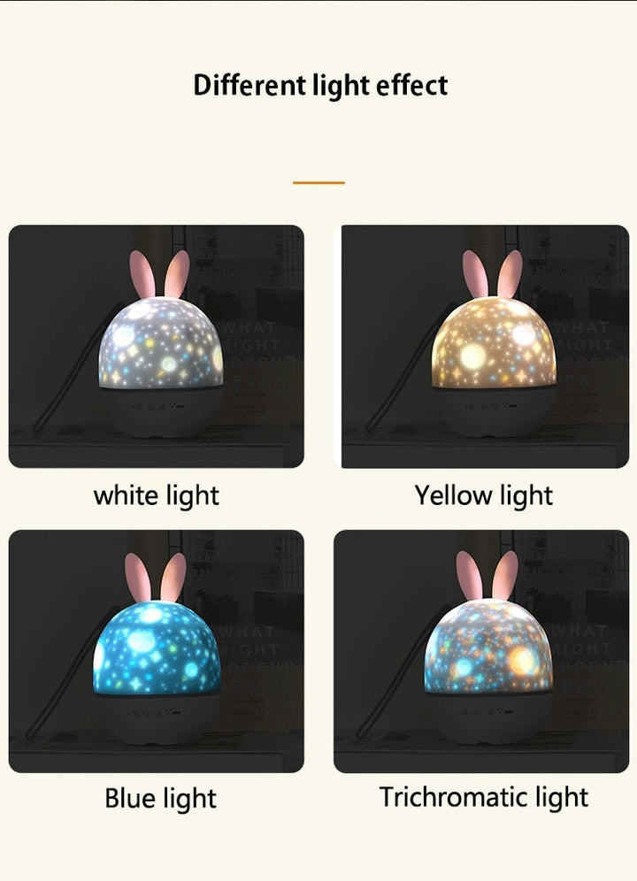 LED Uniwersum Gwiazdy Króliczek Projektor Nocna Lampa |