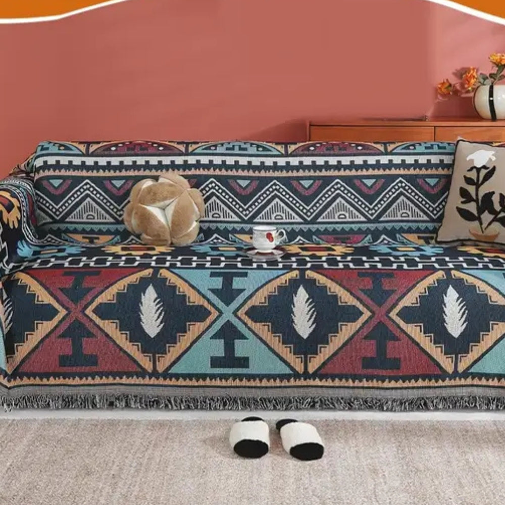 Pokrowiec na sofę w geometryczny wzór aztecki