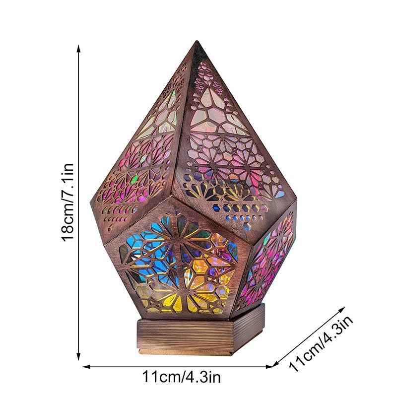 Bohemian Polar Star Wooden Floor Lamp, LED kolorowy projektor gwiazd |