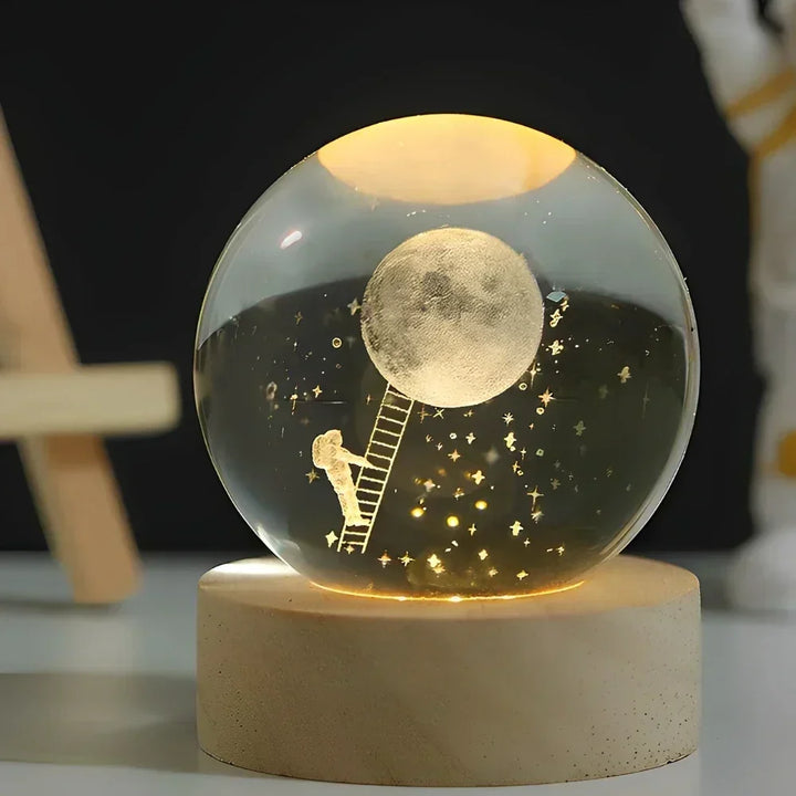 LED Nocna Lampa z Kryształową Sferą 3D