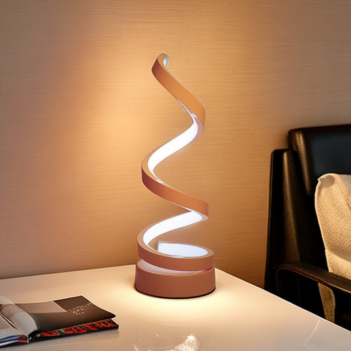 Nowoczesna Lampa Stołowa Spiralna – Kreatywna Lampa LED na Biurko z Łagodnym Ciepłym Światłem, Idealna do Sypialni, Salonu i Dekoracji Biura