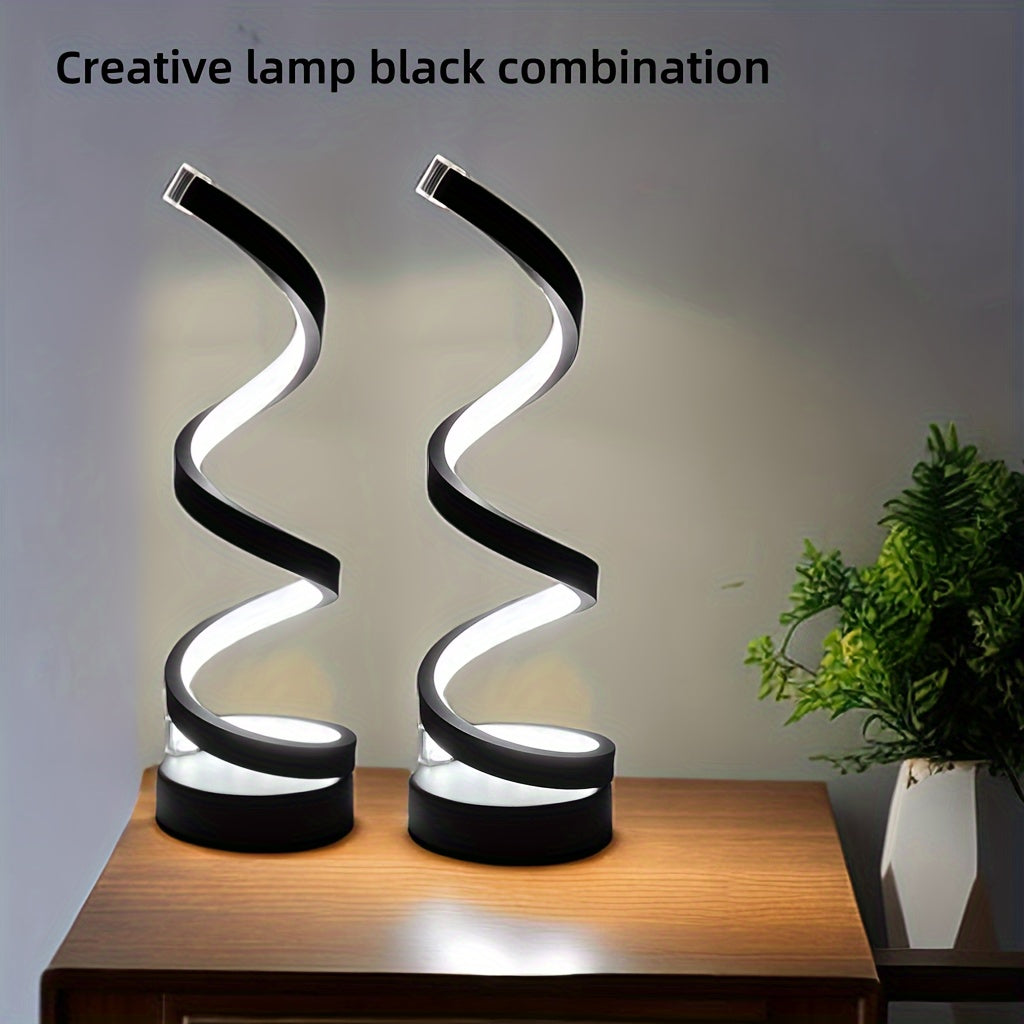 Nowoczesna Lampa Stołowa Spiralna – Kreatywna Lampa LED na Biurko z Łagodnym Ciepłym Światłem, Idealna do Sypialni, Salonu i Dekoracji Biura
