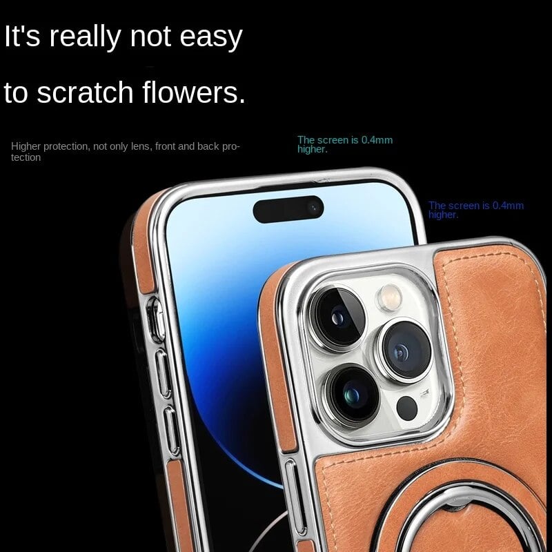 Luksusowy Skórzany Niewidoczny Etui na iPhone z Podstawą