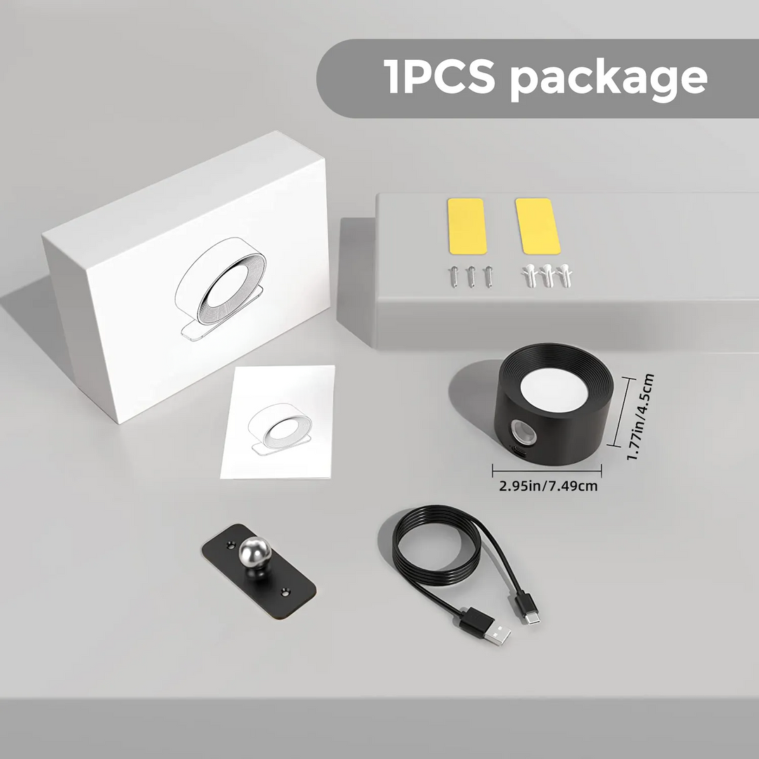 Lampa Ścienna Spotlight Bezprzewodowa - Obrót 360°, Przyciemniana, Ładowalna