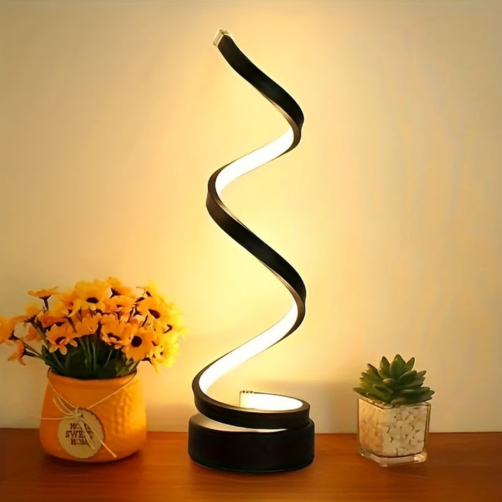 Nowoczesna Lampa Stołowa Spiralna – Kreatywna Lampa LED na Biurko z Łagodnym Ciepłym Światłem, Idealna do Sypialni, Salonu i Dekoracji Biura