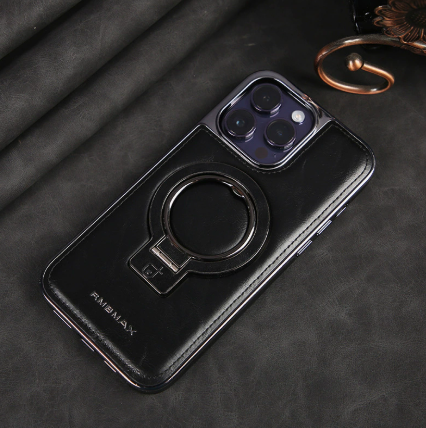 Luksusowy Skórzany Niewidoczny Etui na iPhone z Podstawą