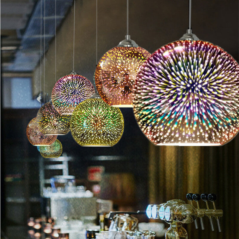Nowoczesna kreatywna 3D kolorowa szklana lampa wisząca z jedną żarówką w kształcie kopuły