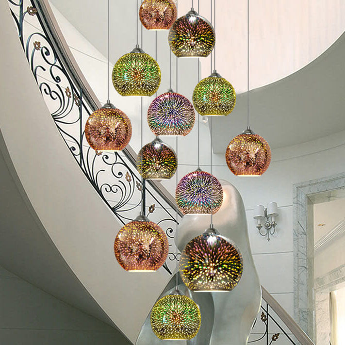 Nowoczesna kreatywna 3D kolorowa szklana lampa wisząca z jedną żarówką w kształcie kopuły