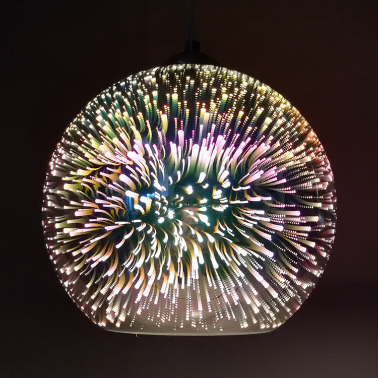 Nowoczesna kreatywna 3D kolorowa szklana lampa wisząca z jedną żarówką w kształcie kopuły