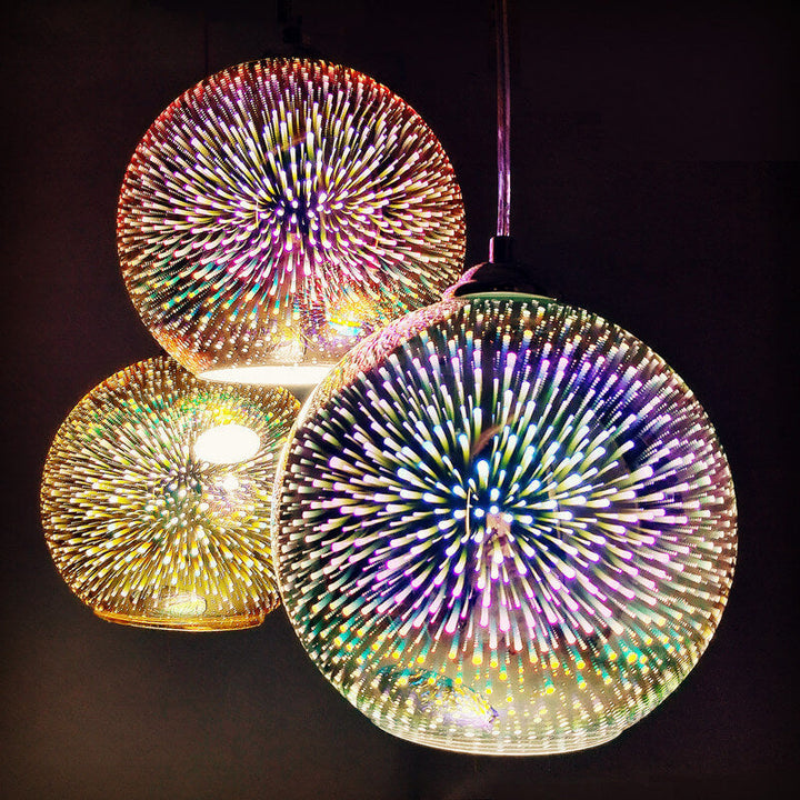 Nowoczesna kreatywna 3D kolorowa szklana lampa wisząca z jedną żarówką w kształcie kopuły