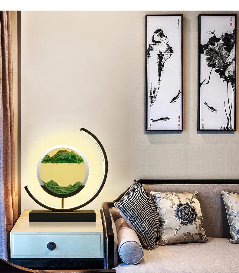 Lampa Artystyczna z Piaskiem Balance | Najlepsza Lampa Inspirowana Lampami Lawowymi, Fajna Nocna LED do Relaksującego Wnętrza Sypialni i Salonu