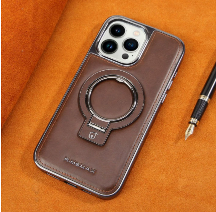 Luksusowy Skórzany Niewidoczny Etui na iPhone z Podstawą