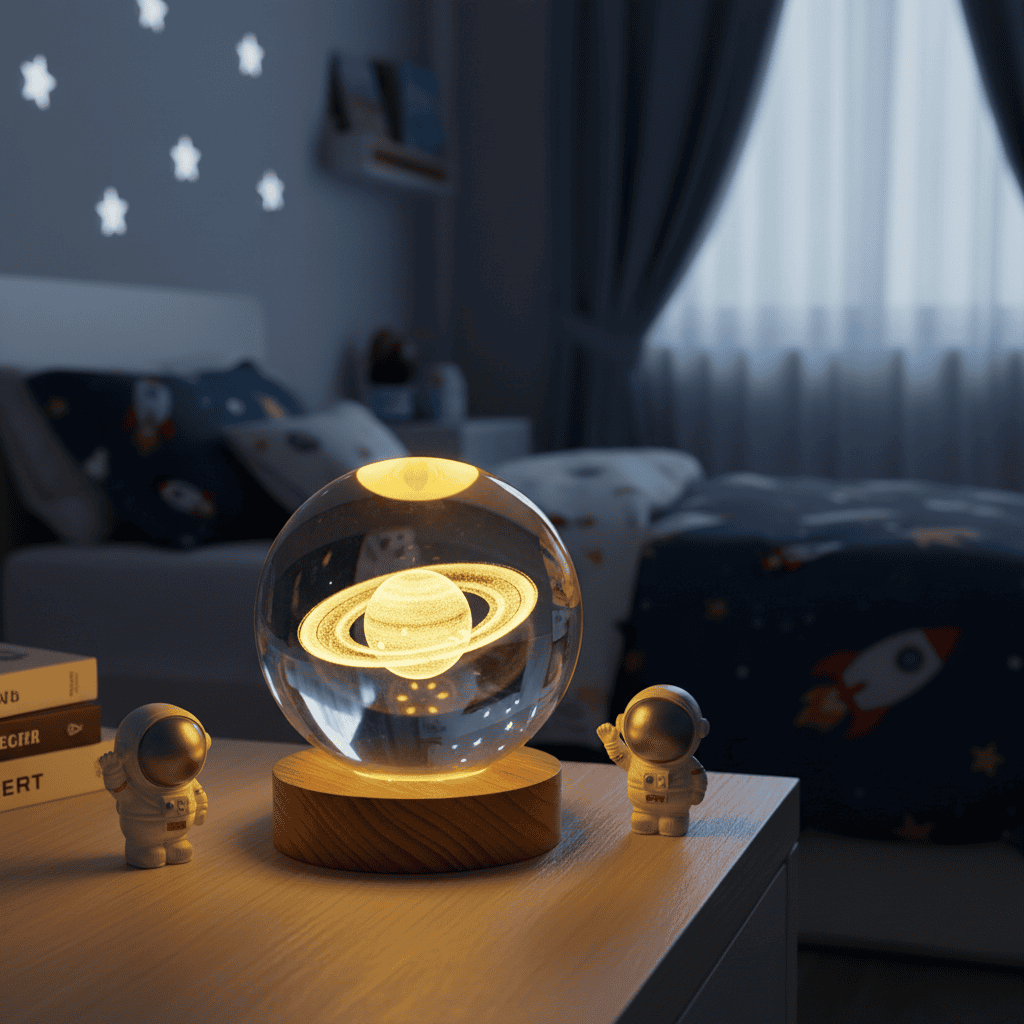 Elegancka 3D LED Lampa Nocna z Efektem Iskrzącej Gwiazdy