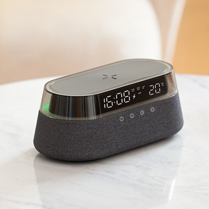 Bezprzewodowy budzik z lampką nocną, retro głośnik Bluetooth