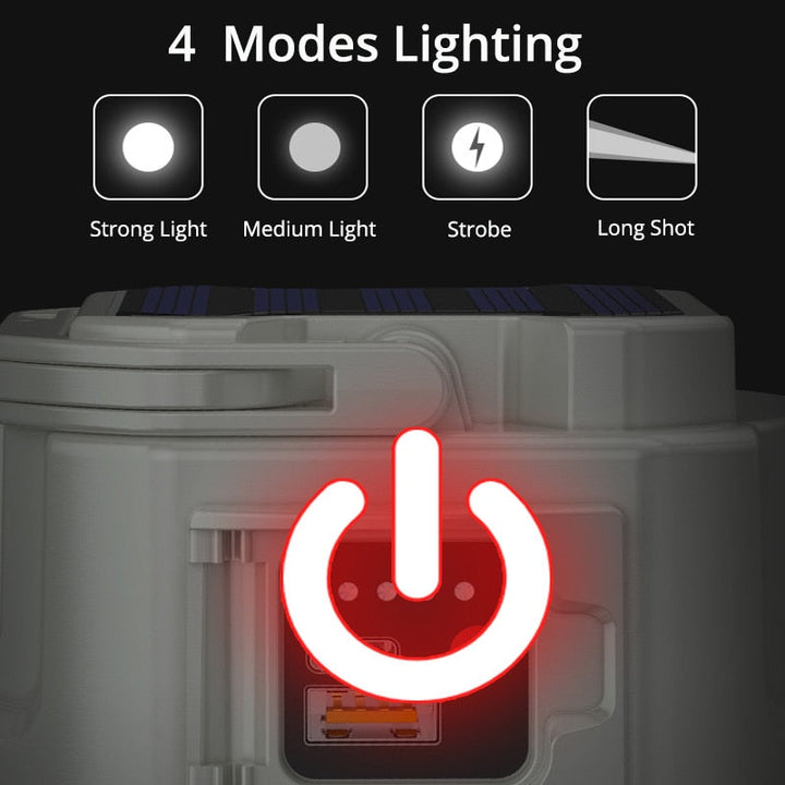 Słoneczna lampa LED na zewnątrz z ładowaniem USB do eksploracji i biwakowania