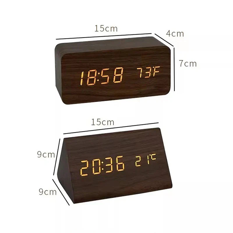 Czary | Cyfrowy Drewniany Zegar Budzik | W tym Wyświetlacz Temperaturowy