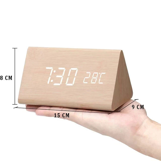 Czary | Cyfrowy Drewniany Zegar Budzik | W tym Wyświetlacz Temperaturowy