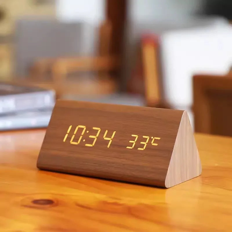 Czary | Cyfrowy Drewniany Zegar Budzik | W tym Wyświetlacz Temperaturowy