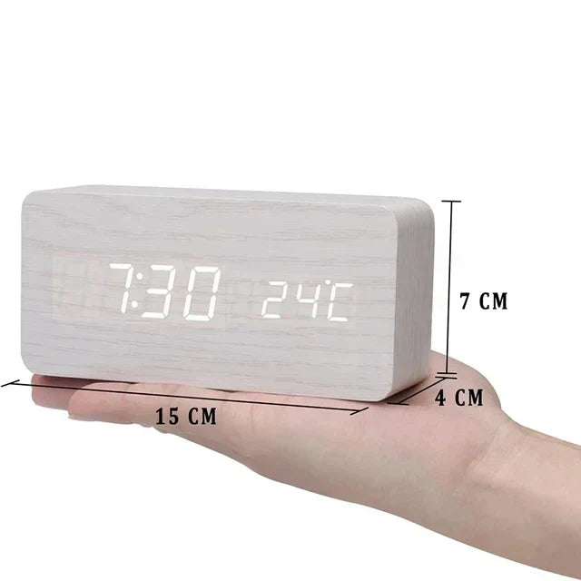 Czary | Cyfrowy Drewniany Zegar Budzik | W tym Wyświetlacz Temperaturowy
