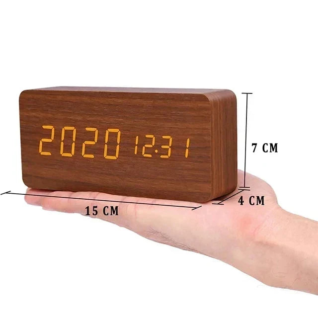 Czary | Cyfrowy Drewniany Zegar Budzik | W tym Wyświetlacz Temperaturowy