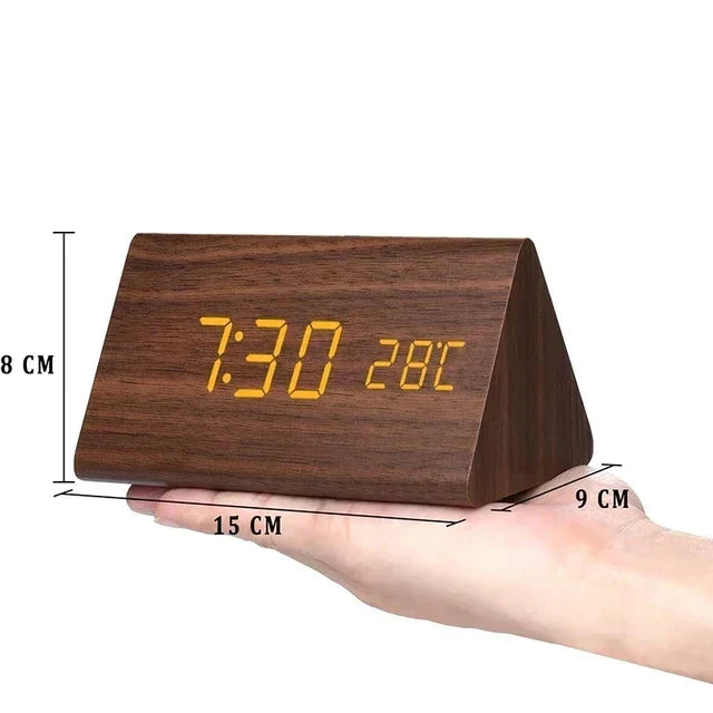 Czary | Cyfrowy Drewniany Zegar Budzik | W tym Wyświetlacz Temperaturowy