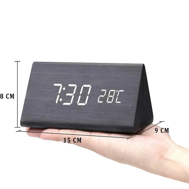 Czary | Cyfrowy Drewniany Zegar Budzik | W tym Wyświetlacz Temperaturowy